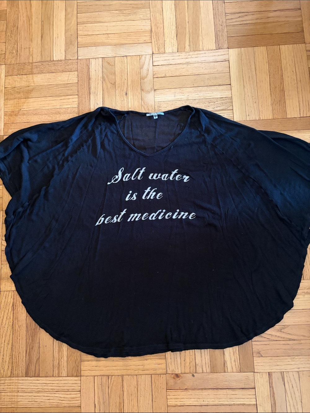 Wildfox Salt Water Graphic Black Sweater Cover Up